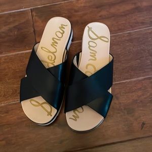 Sam Edelman black leather cris cross slide size 7.5